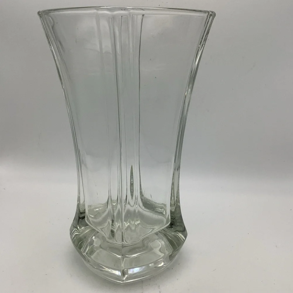 Elegant  French Four Sided Clear Glass Vase
